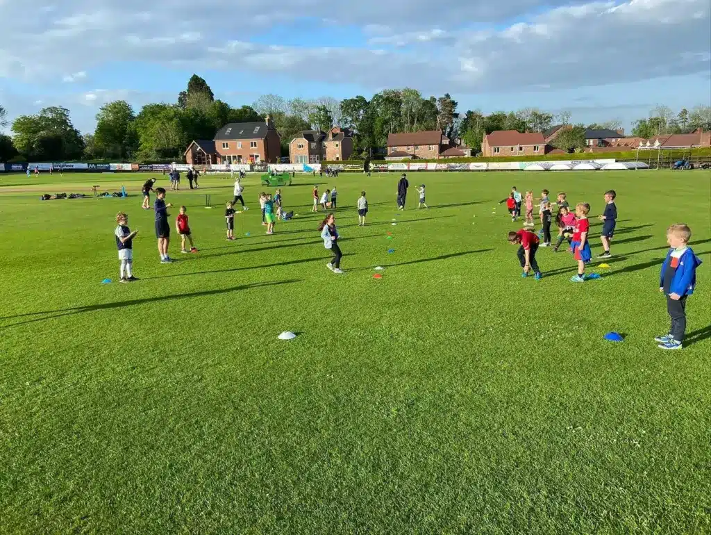 Children taking part in cricket training at Waringstown Cricket Club grounds